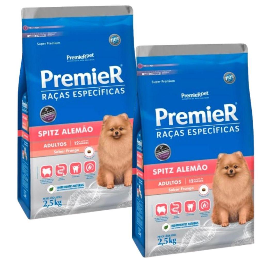 Kit 2 Ração Premier Raça Específic Spitz Alemão Frango 2,5Kg