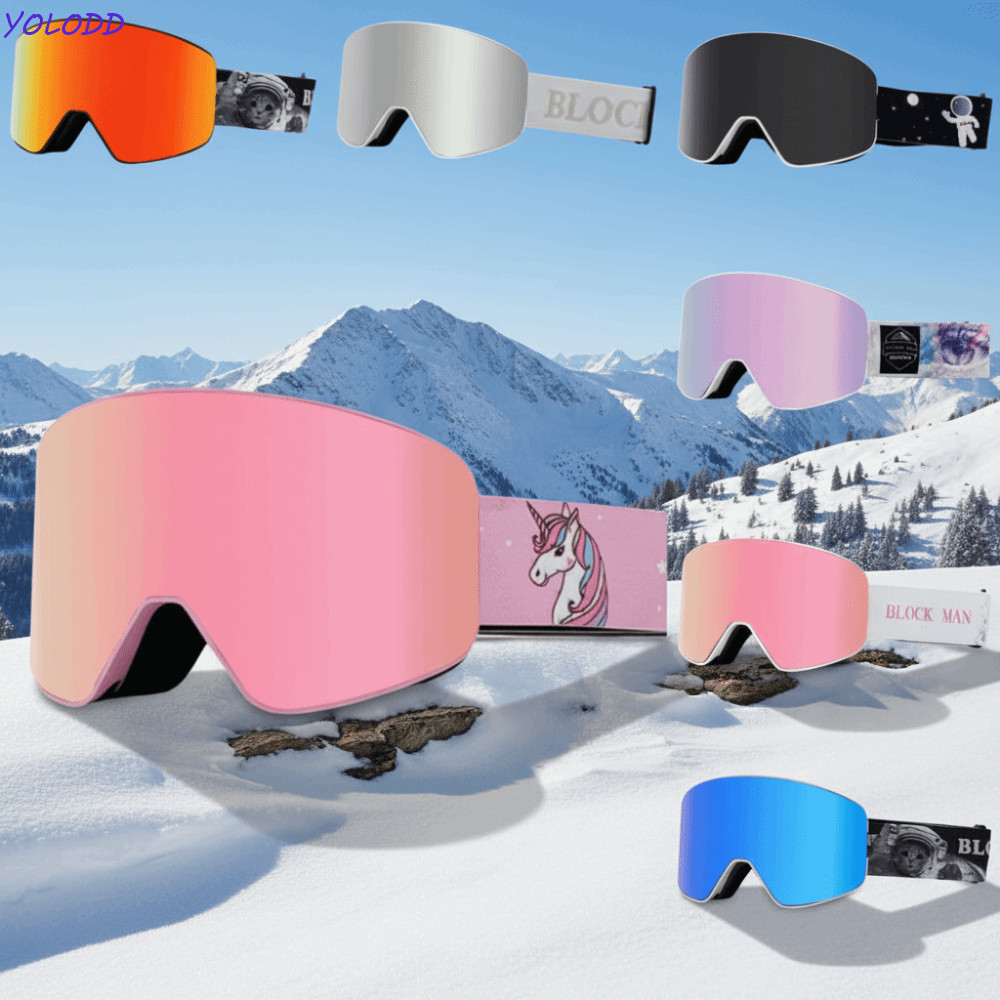 Óculos De Esqui Yoloqx , Snowboard Antiembaçante Com Proteção UV400 Neve Lente Cilíndrica De Revestimento Completo