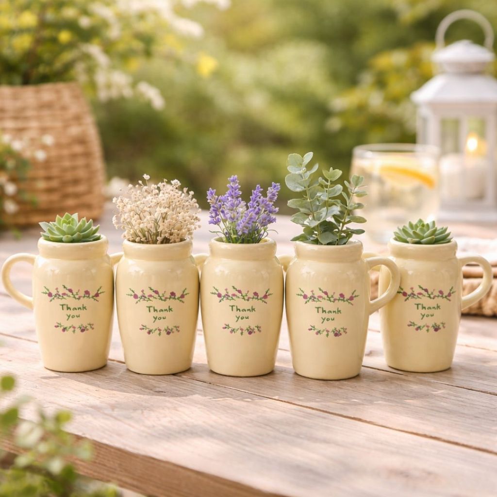 5 Vasos Decorativo Pequeno Cerâmica Com Alça Mini Vasinho Plantinha Decoração Casa Mesa Presente