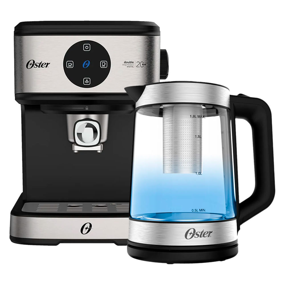 Kit Espresso Oster - Cafeteira Double e Chaleira Tea em Oferta na Shopee