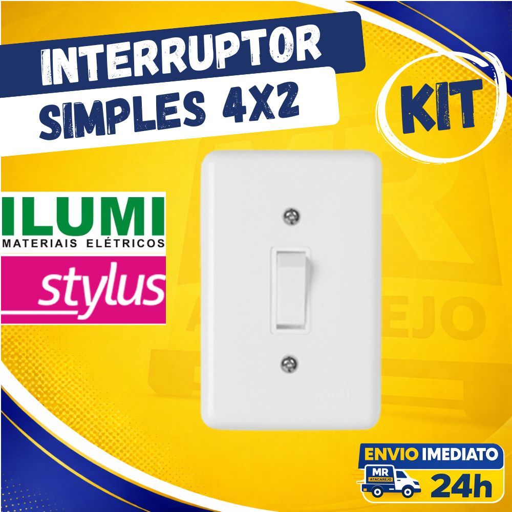 Kit Interruptor Simples Vertical 4X2 Stylus Ilumi Branco