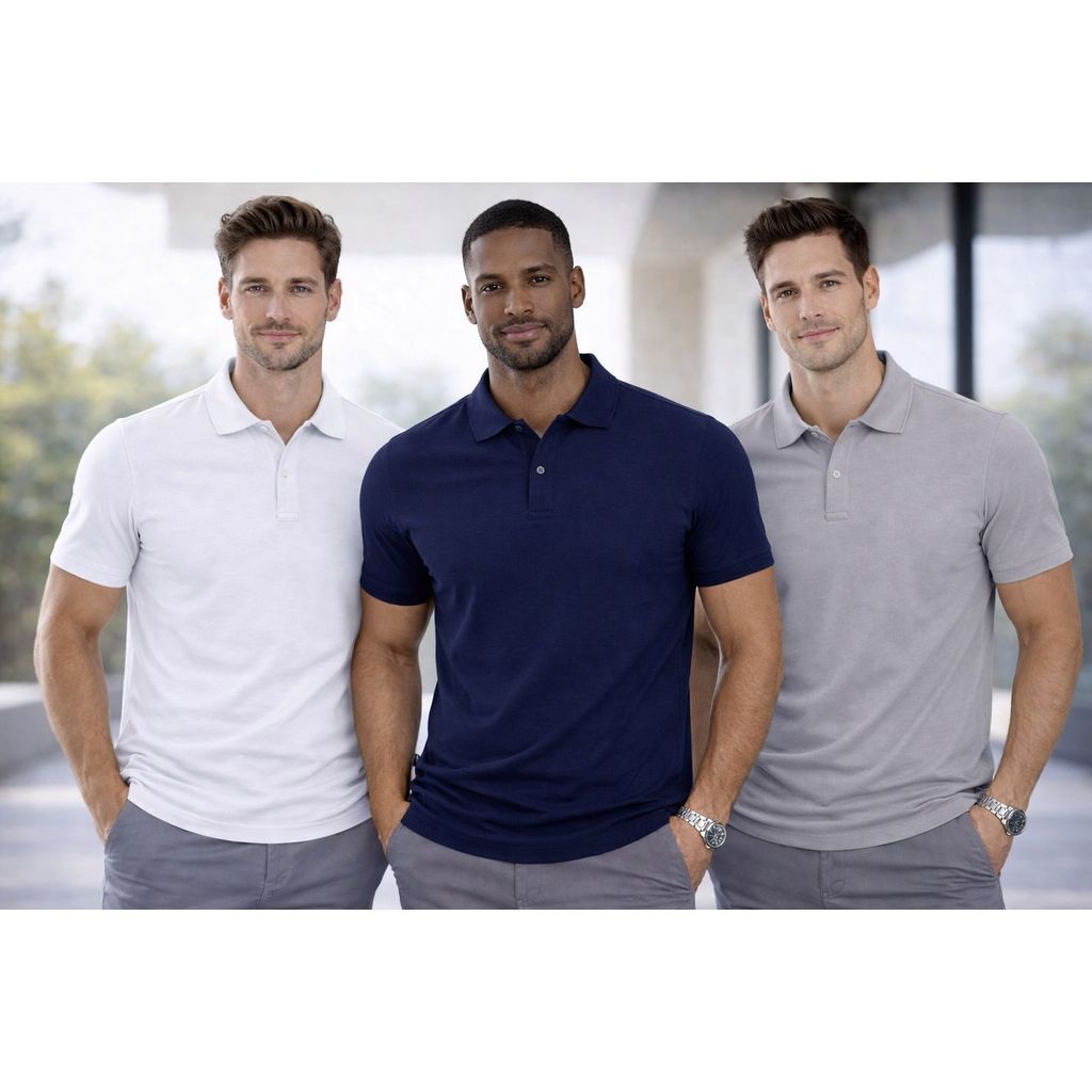 Kit 3 Camisas Polo Jersey Masculina Qualidade Premium 0120