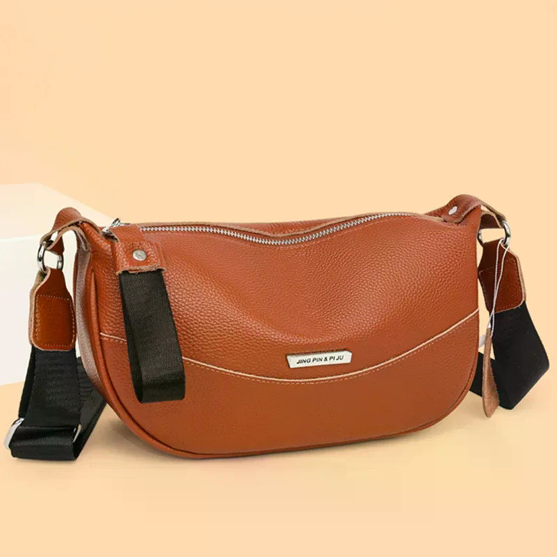 Bolsa Crossbody De Couro Genuíno De Alta Qualidade Feminina 100 % De Vaca De Ombro Moda Alça Larga Macia