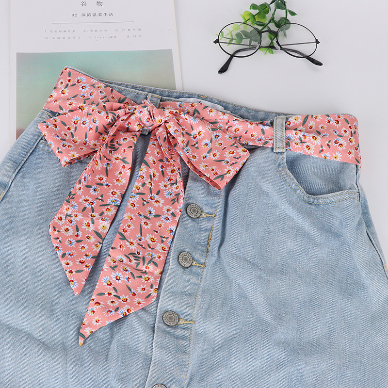 Cinto de fita com cinto Jeans feminino lenço de seda fina decoração de seda saia calças compridas tecido All-Match