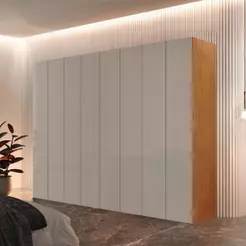 Guarda Roupa Casal Atacama Mdf 8 Pts 8 Gav E 8 Prateleiras Naturalle/off White