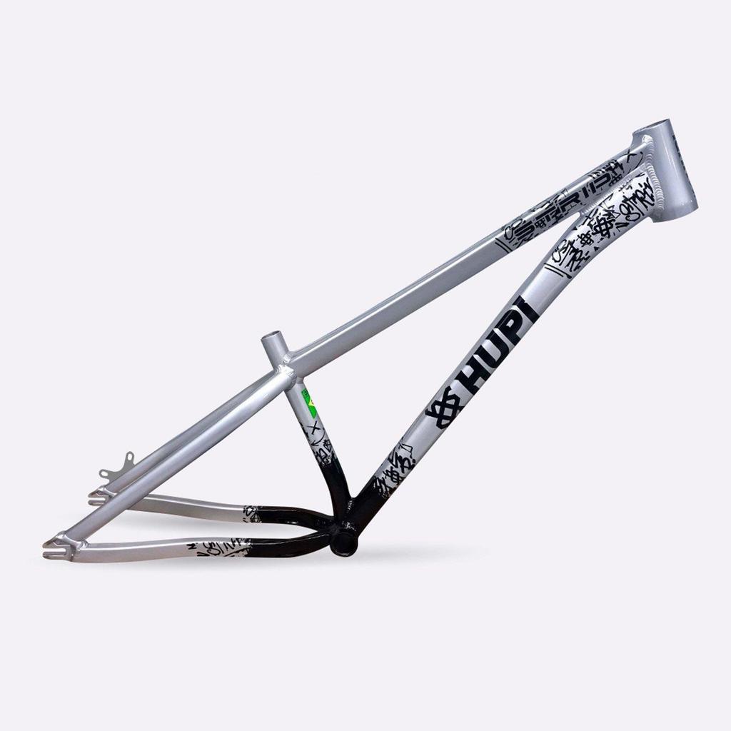 Quadro Bike HUPI Strip Gancheira Horizontal Aro 26 Prata e Preto