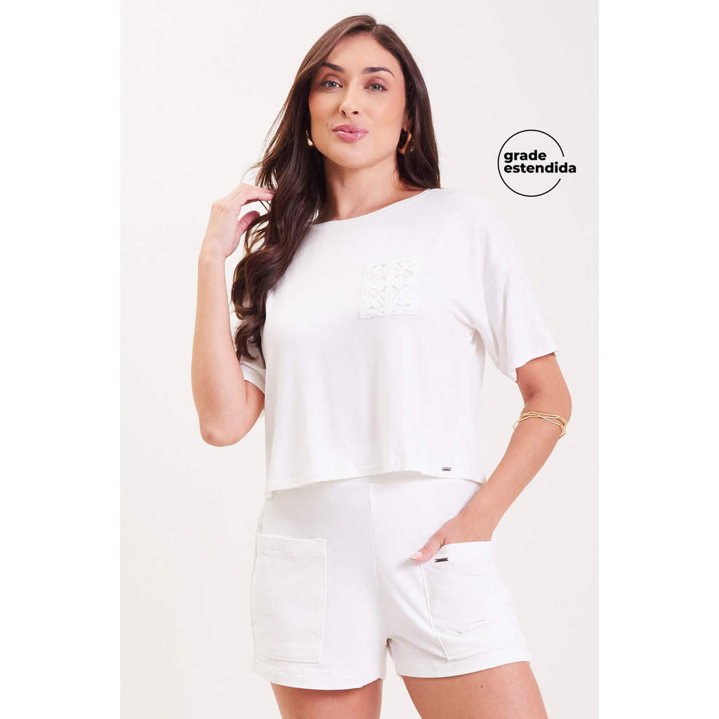 Short Feminino Em Moletinho Marialícia Bege