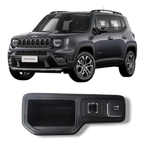 Porta Objetos Tomada 12v Jeep Renegade 2016 2024 Original Preto