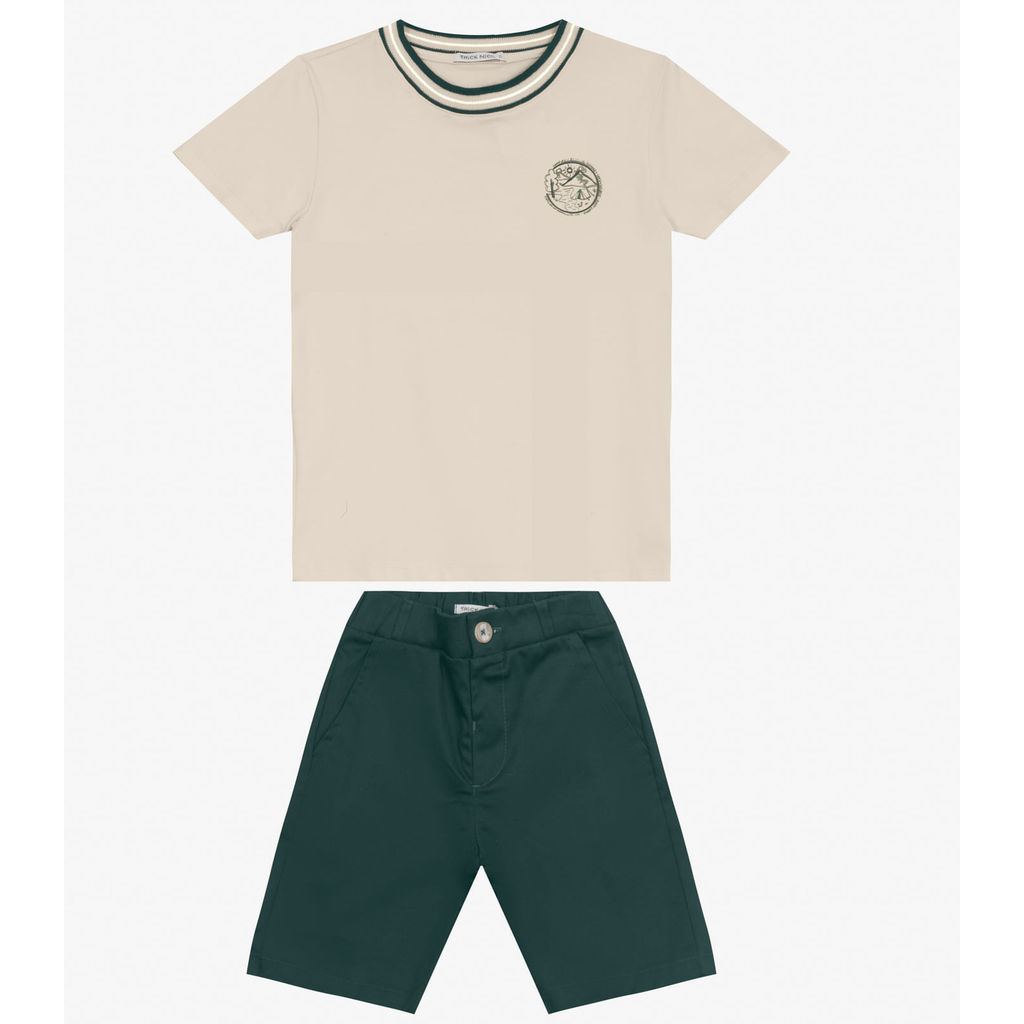 Conjunto Camiseta com Bermuda Trick Nick Bege em Oferta na Shopee