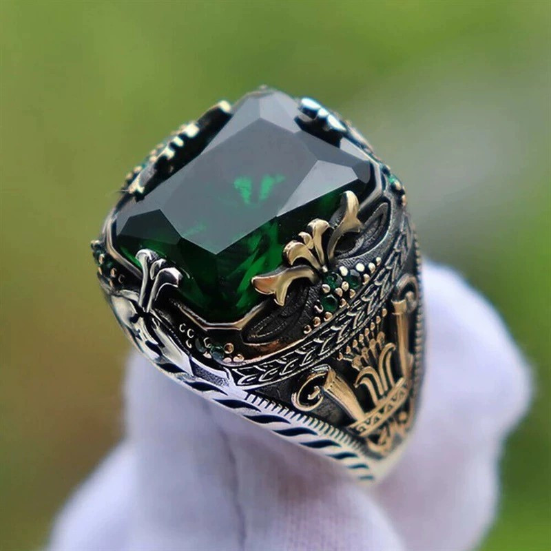 Acessórios de moda Retro moda todas as cores Gem banquete diário combinando anel masculino