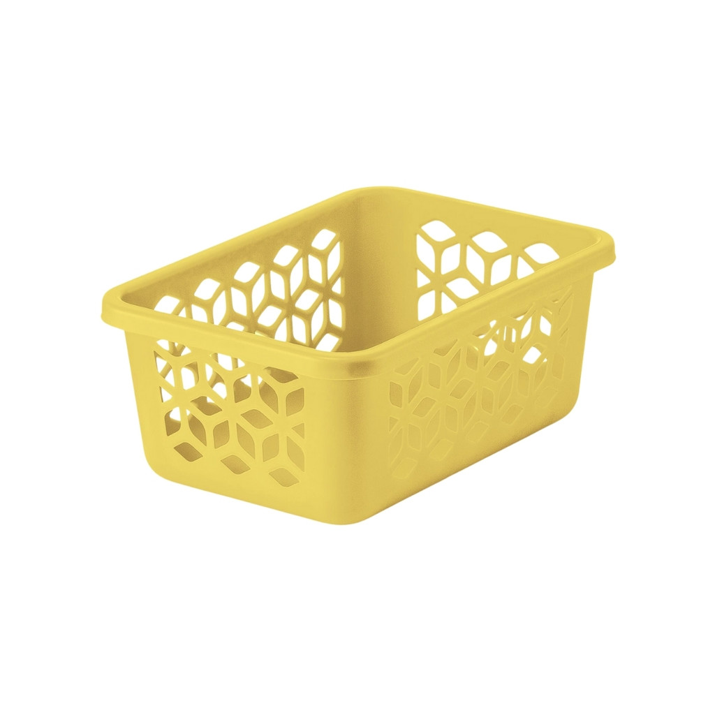 Kit 10 Pçs Cesto Organizador Sem Tampa P Sólido Amarelo Claro UZ359-AMC