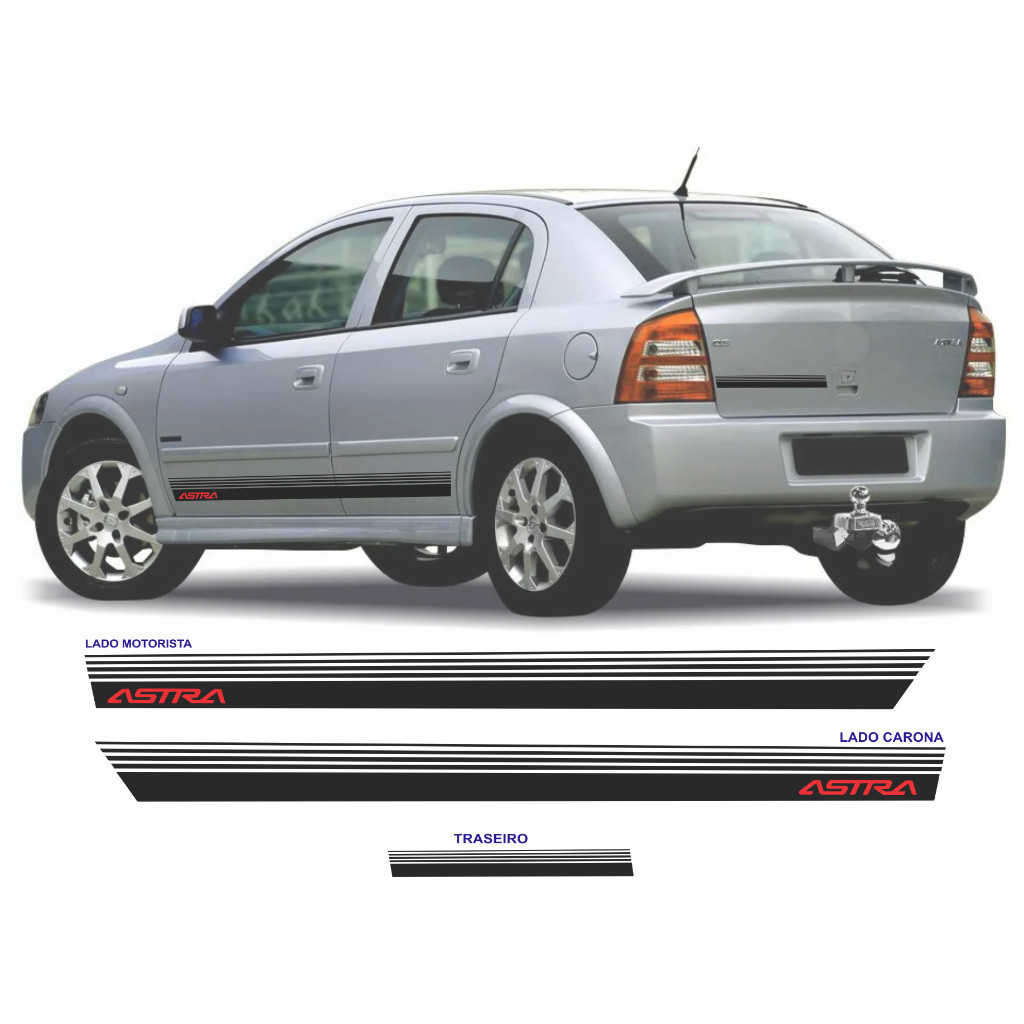 acessorios chevrolet astra faixas lateral e traseira kit adesivos