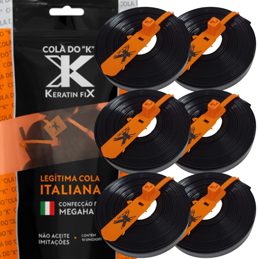 Kit Com 6 Cola De Queratina Fix Do K Em Rolo Metros Para Apliques Mega Hair Italiana