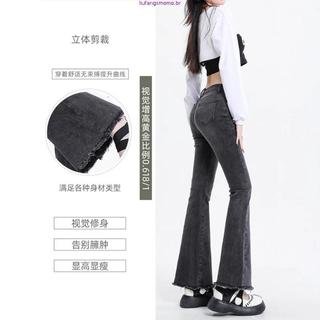 calça jeans feminina mom calça jeans feminina pantalona Bordas cruas, jeans ligeiramente largos, primavera e outono fe