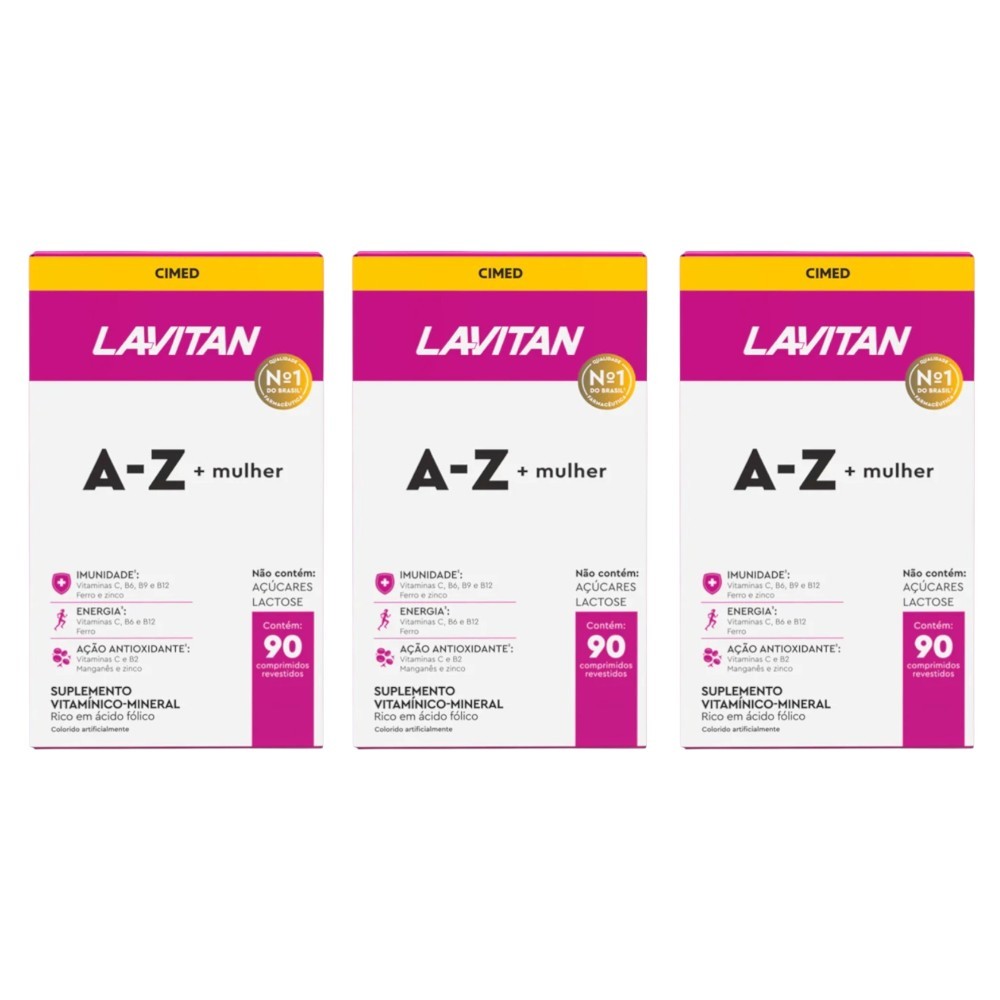 Kit 3 Lavitan A-Z + Mulher Com 90 Comprimidos