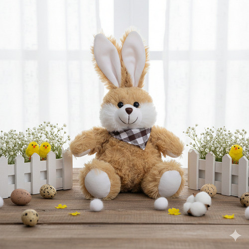 Coelho De Páscoa Lenço Marrom - Pelúcia C/1 Unidade - Cromus Marrom-claro