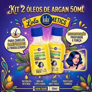 Kit 2 Óleos de Argan Oil 50ml - Lola Cosmetics em Oferta na Shopee