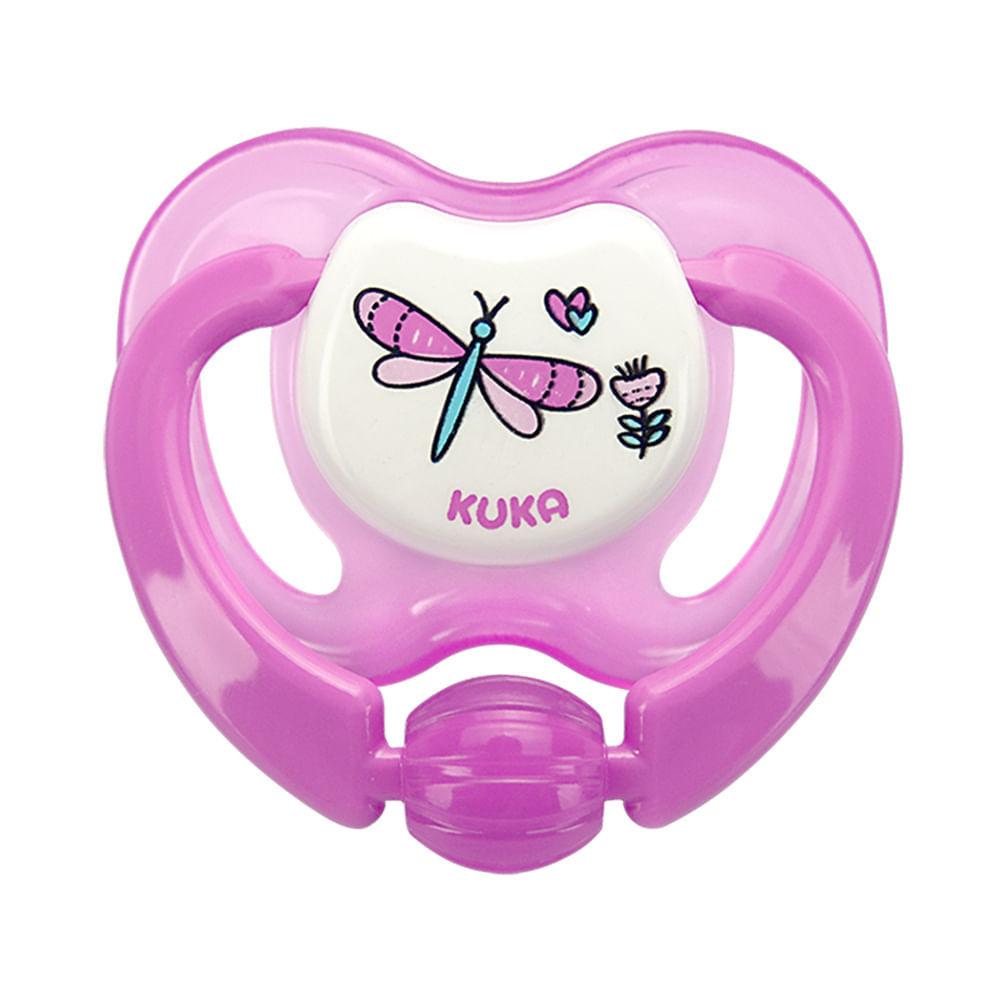 Chupeta Kuka Lovely Ortodôntica Tamanho 2 6+ Meses Rosa Desenhos Sortidos 1 Unidade