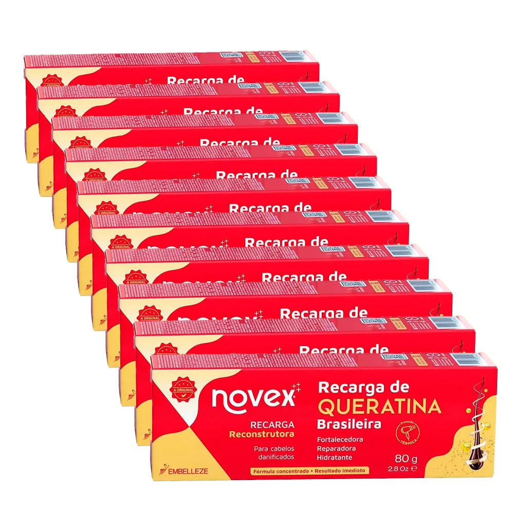Kit Máscara Capilar Novex Recarga De Queratina 80g - 10 Unidades