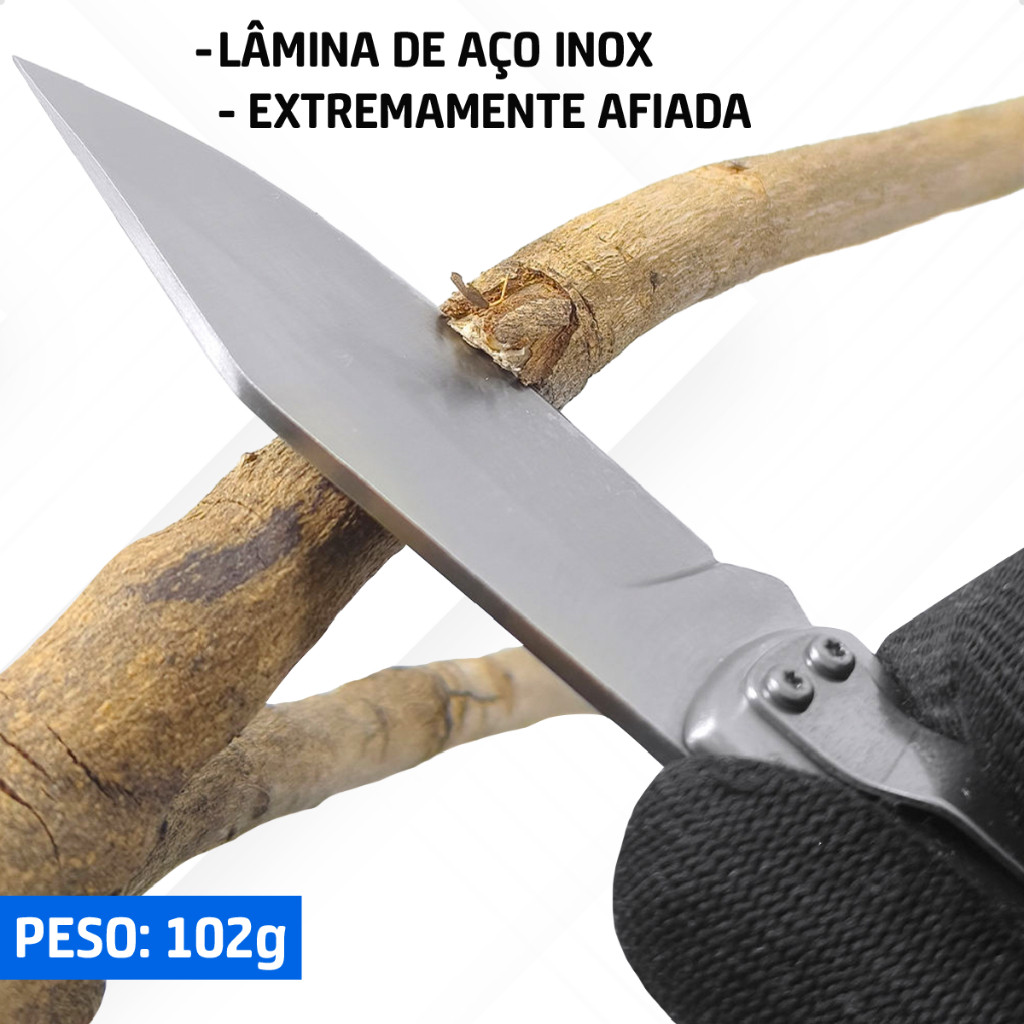 Canivete Para Camping E Pesca Aço Inox Lâmina Afiada Metal EDC Trava de Segurança