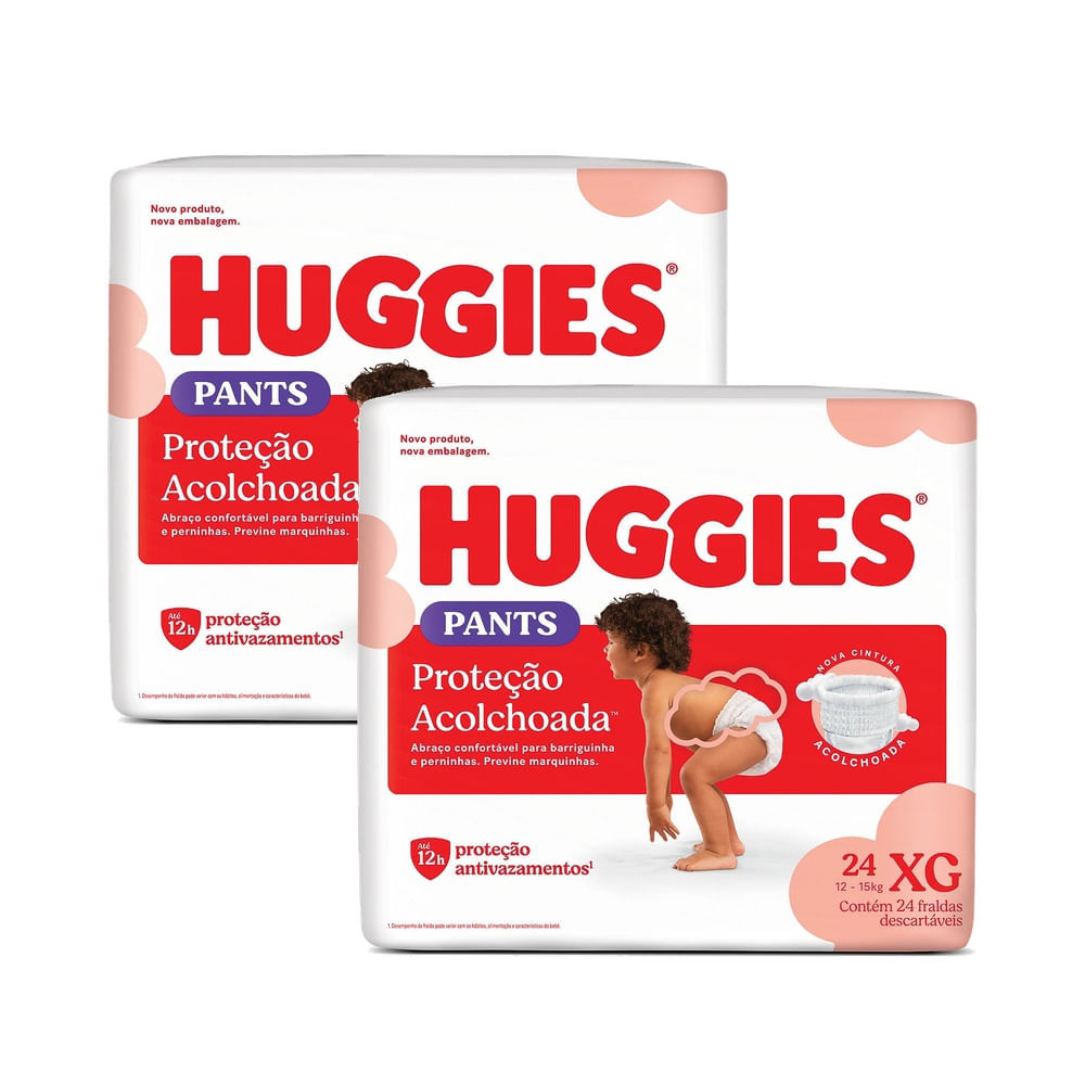 Kit 2 Fralda Roupinha Huggies Tamanho XG Pacote Mega 24 Unidades Descartáveis em Oferta na Shopee