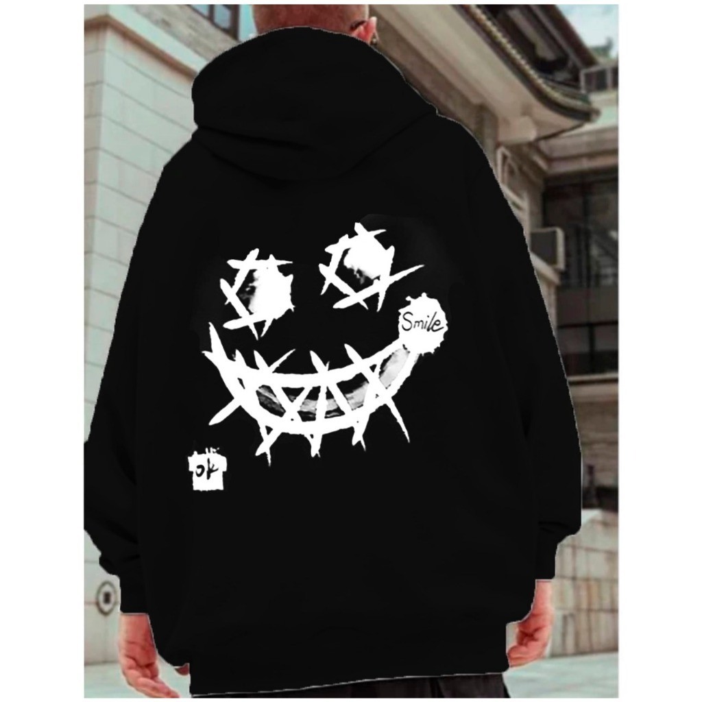 Moletom Canguru Smile Riscado Unissex Masculino e Feminino Streetwear Flanelado Blusa LANÇAMENTO