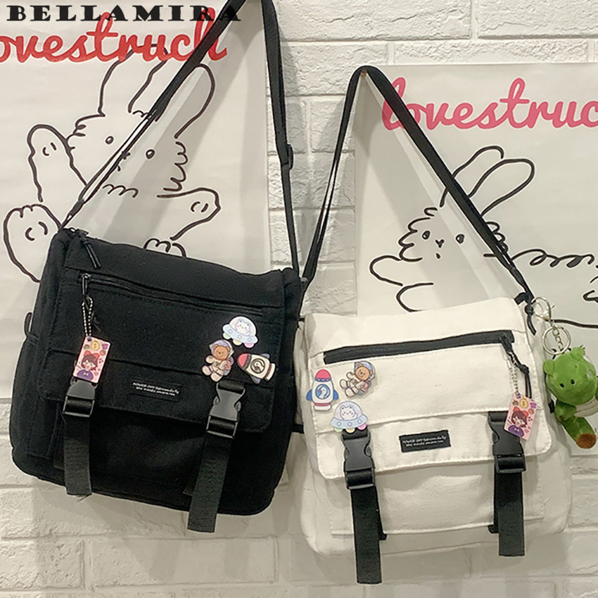 Unissex Bolsa De Lona Estilo Simples Bolsa Transversal De Grande Capacidade Bolsa Funcional Bolsa De Motociclista em Oferta na Shopee