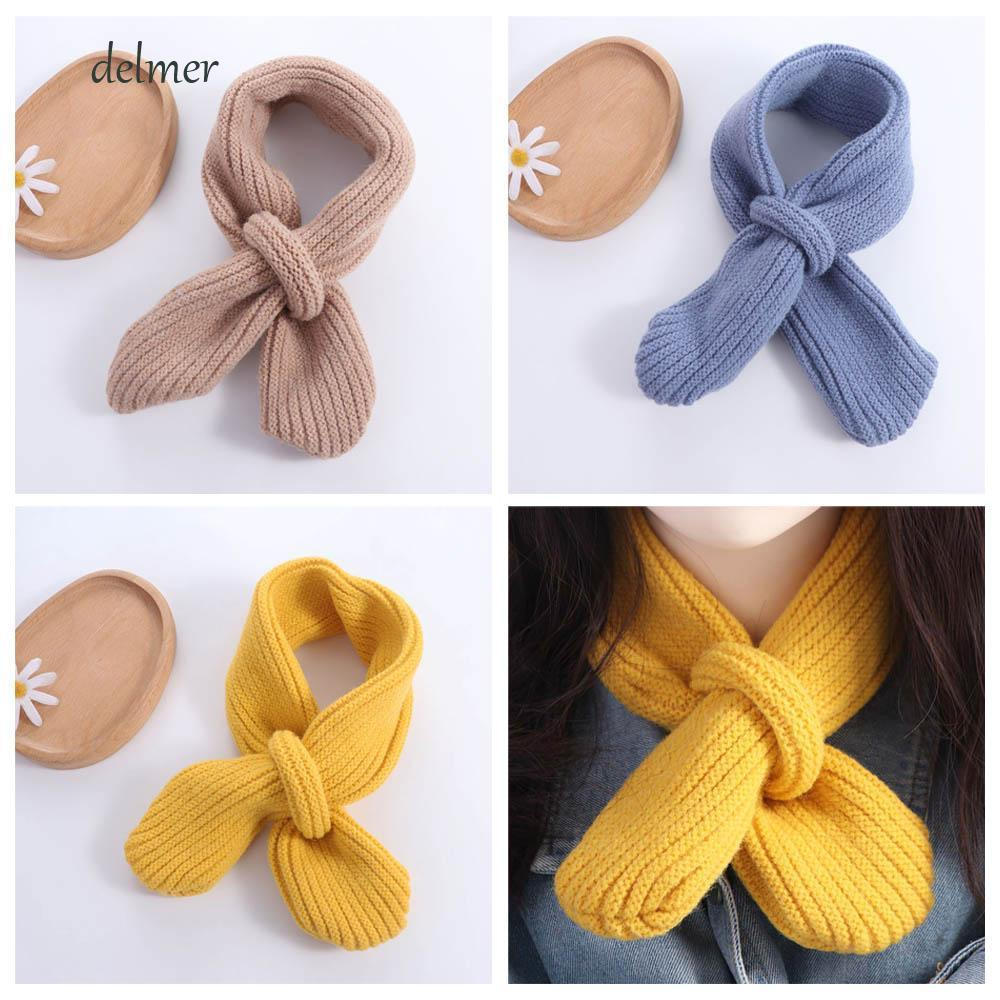 DELMER Lenço Infantil De Malha , Cachecol Estilo Coreano De Cor Sólida Para Meninos E Meninas , Cachecóis Quentes De Inv