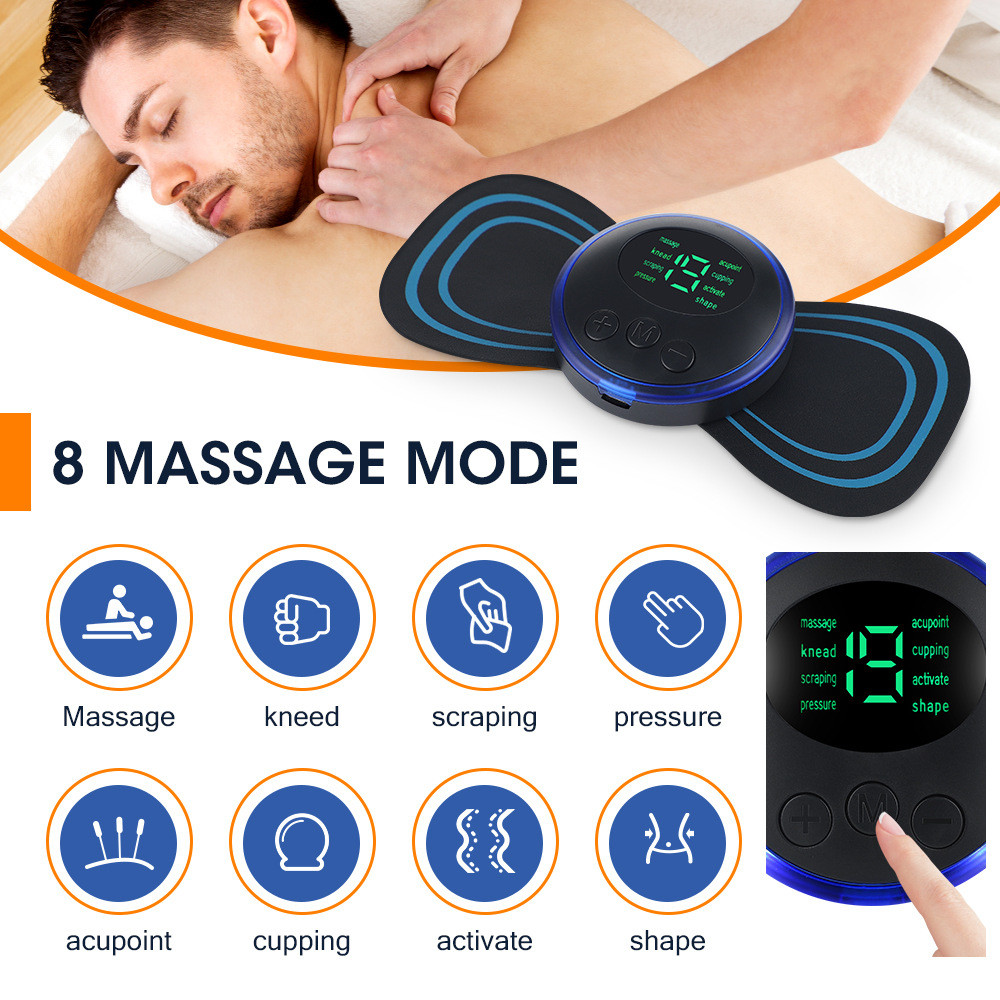 Mini Massageador Elétrico Cervical Portátil – EMS para Relaxamento Profundo