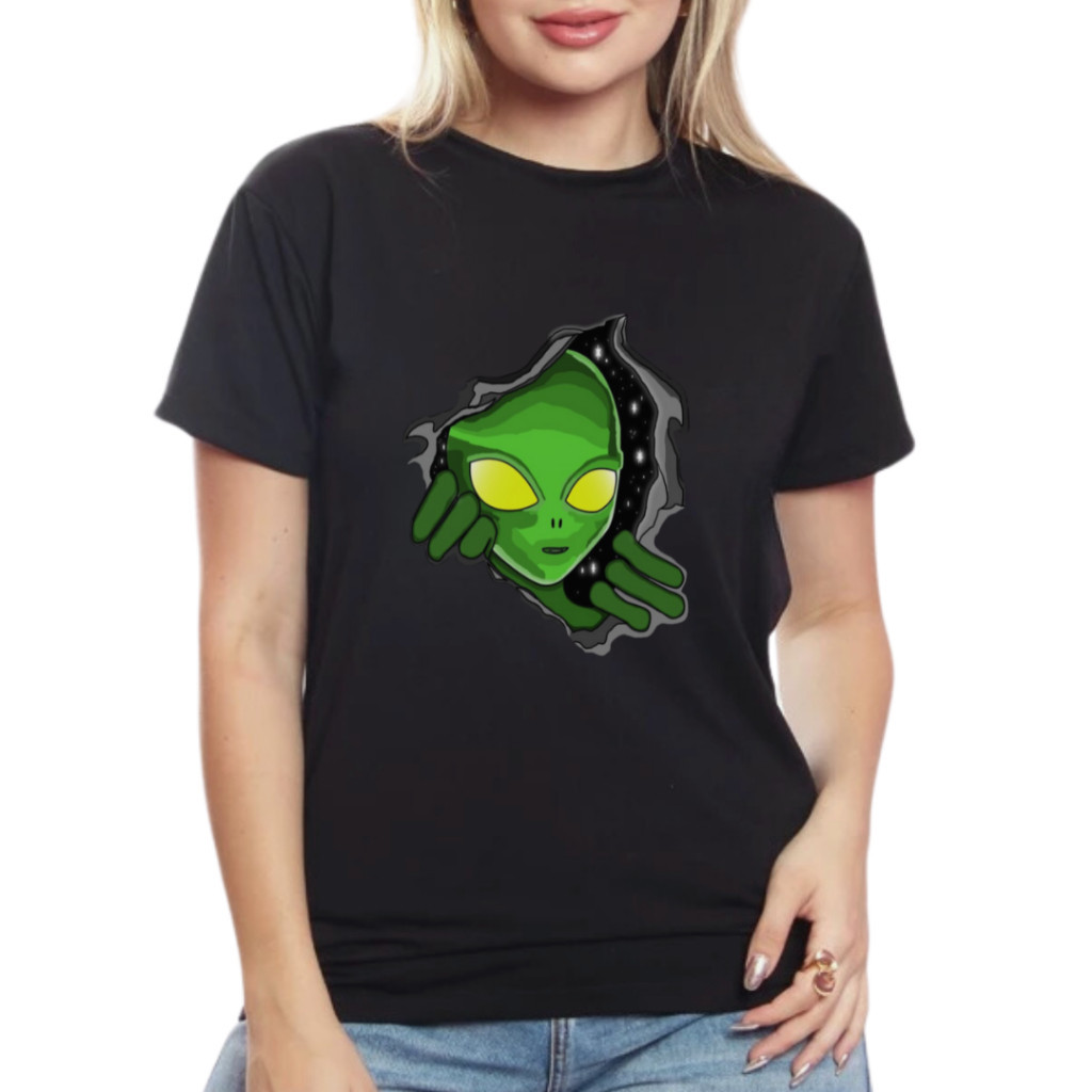 Camiseta Baby Look T-Shirt Cor Preta Modelo: "Alien" BAB-1166-PT COYOTE STREET