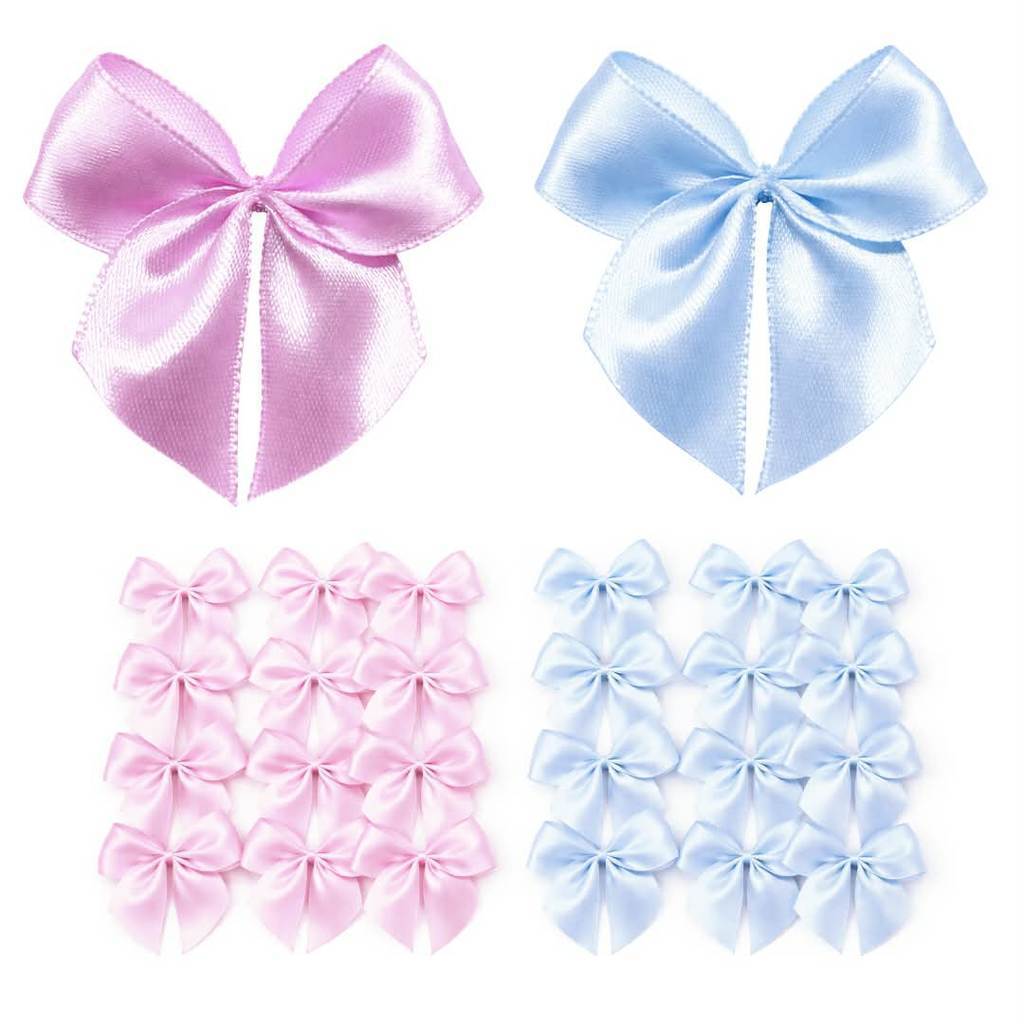 Laço Azul e Rosa em Cetim 20/40/100 UNIDADES - nº5 - 5 cm COM FITA PARA AMARRAR em Oferta na Shopee