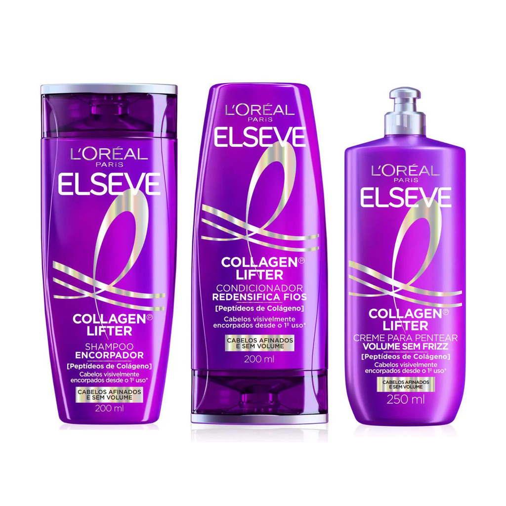 SHAMPOO + COND + CR PENTEAR ELSEVE COLÁGENO LIFTER em Oferta na Shopee