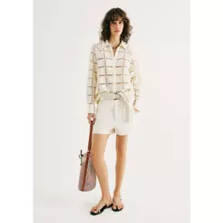 Shorts Feminino Em Sarja Cintura Média
