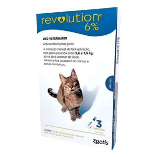 Revolution Gatos De 2,6 Á 7,5 Kg 6% Antipulgas 3 Pipetas em Oferta na Shopee