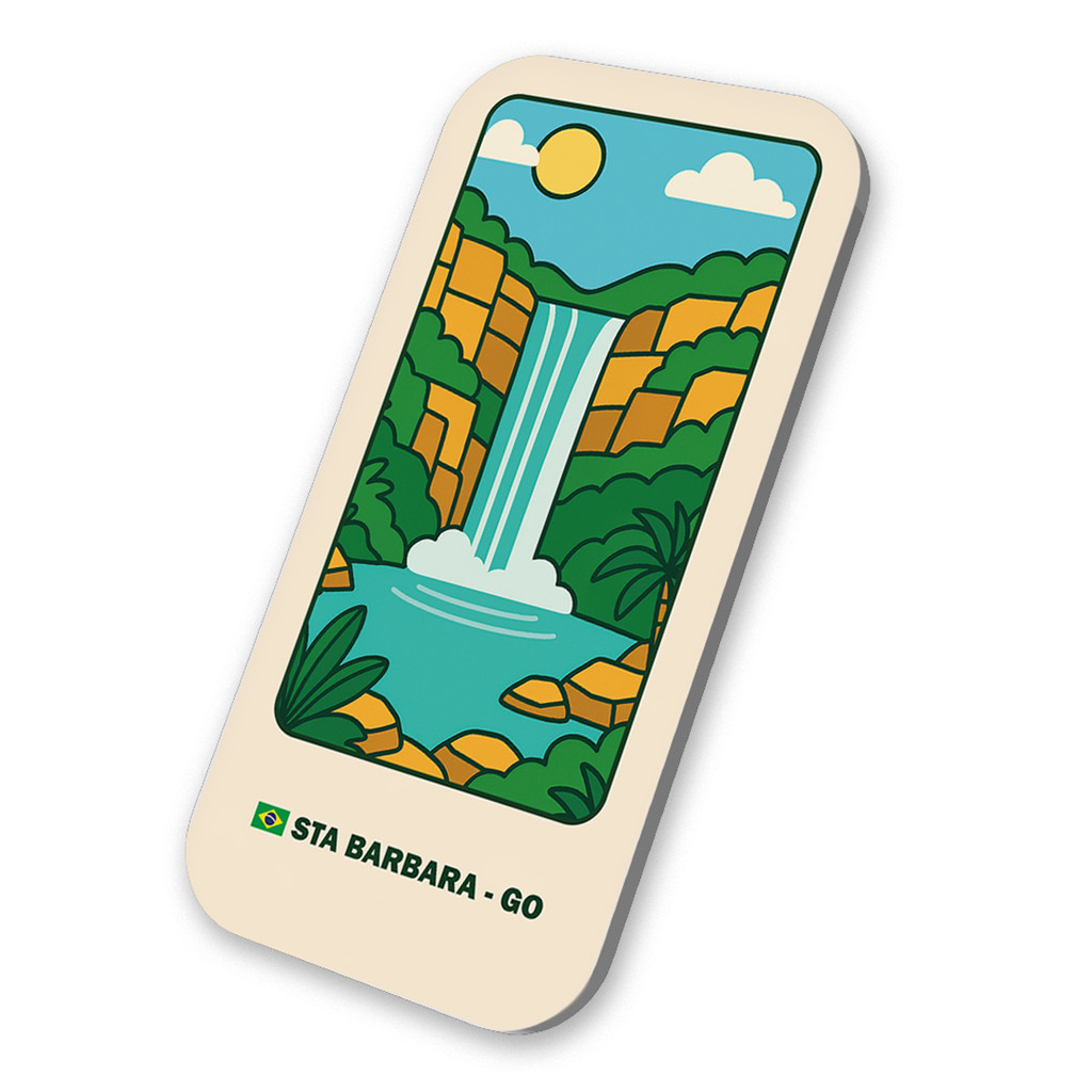 Imã Geladeira Souvenir Santa Bárbara Goiás Brasil Coleção Pontos Turísticos do Brasil em Metal 3x6cm