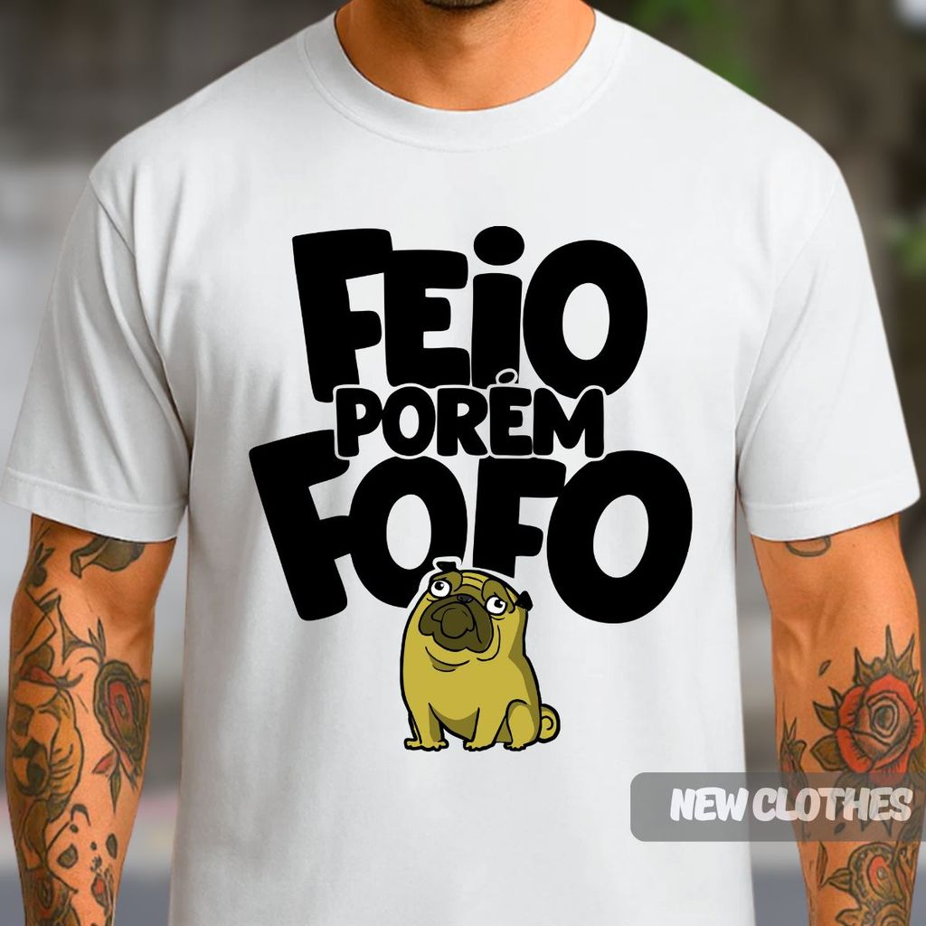 Camiseta Masculina Carnaval Feio Porém Fofo Festa Bloquinho Abadá Folia Diversão P ao G3