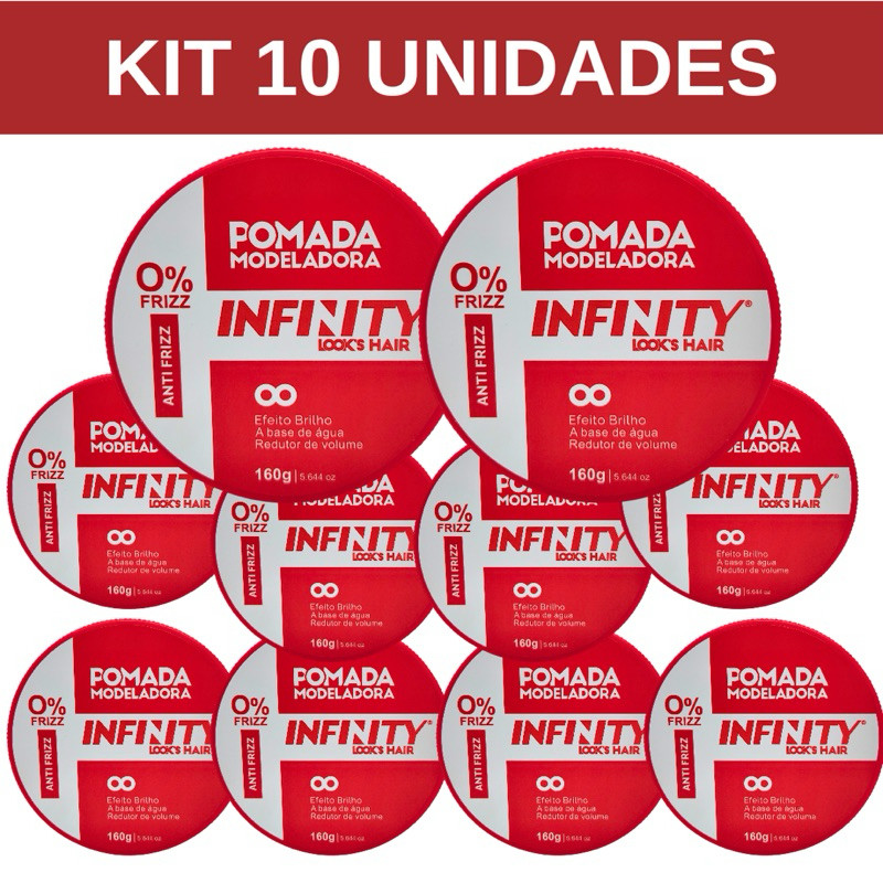 Kit 10 Pomadas Cera Modeladoras Vermelha Infinity Mega Fixação 160g - Envio em 24 Horas