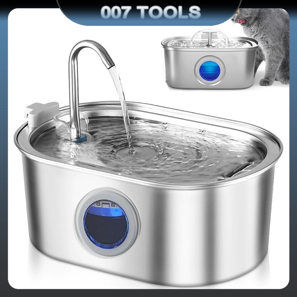 3.4L 304 Aço Inoxidável Pet Cat Bebedor Filtro de Circulação Automática Bebedor em Oferta na Shopee