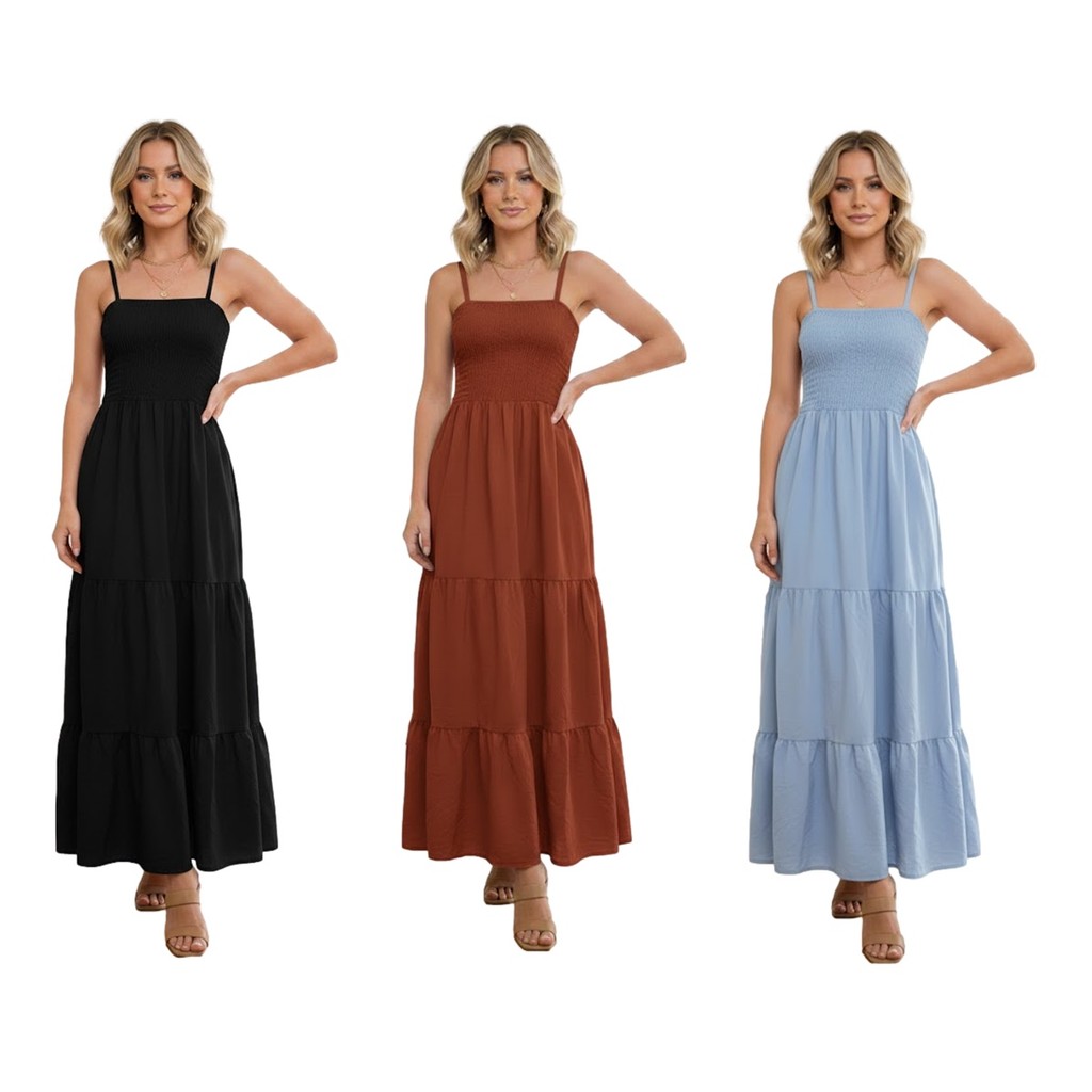 Vestido Feminino Longo De Alcinha Primavera Verão Estampado Elastex Soltinho Ótimo Caimento No Corpo 2763