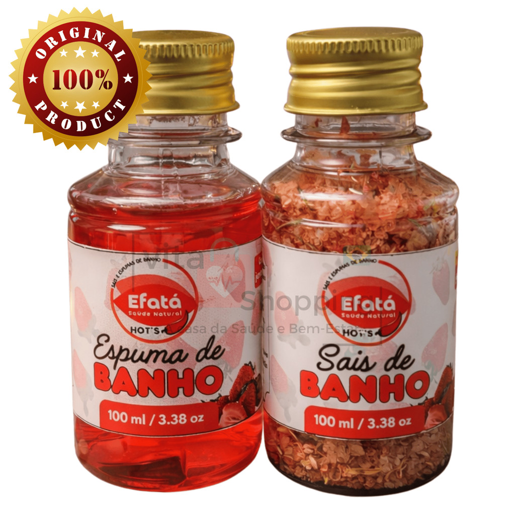 Sais e Espuma de Banho Kit Banheira Ofurô Jacuzzi Morango