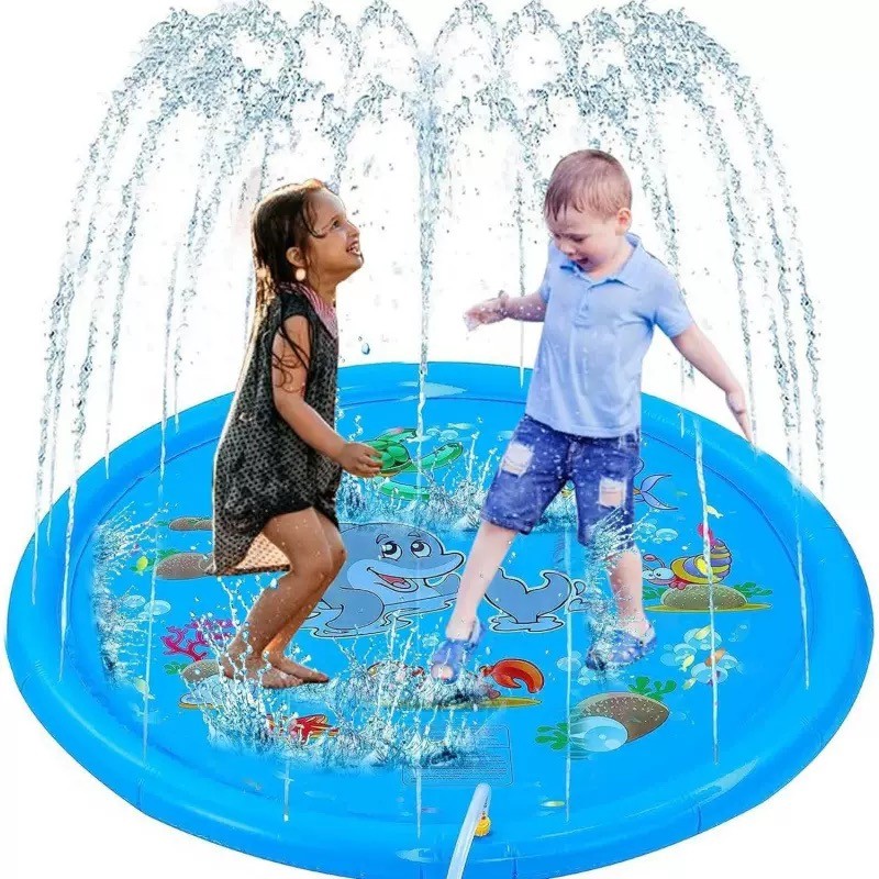 Piscina Chuveirinho 100cm Splash Pad Portátil para Crianças e Pets Brinquedo de Água Inflável
