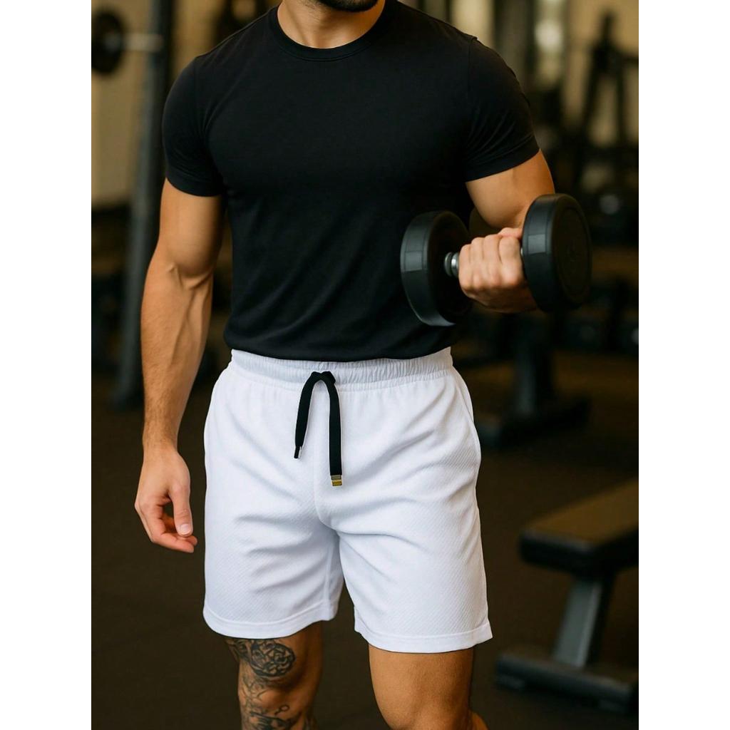 Bermuda Tactel Masculina com Elastano Esportiva Leve Bolso Refletivo Fitness Treino Academia Corrida 2026