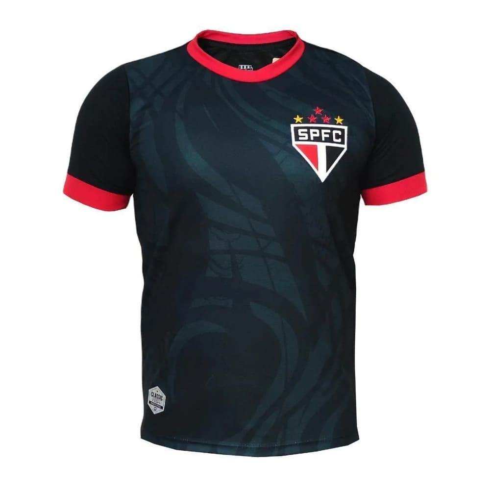 Camiseta São Paulo Classic Retrô Mania Preto/Vermelho em Oferta na Shopee