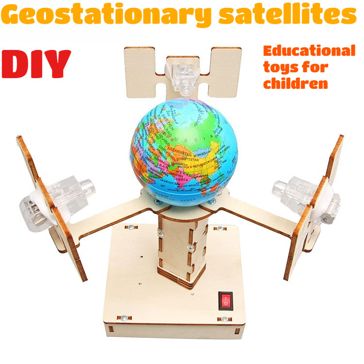 Educação Científica DIY Modelo De Satélite Síncrono De Terra Crianças Quebra-Cabeças Artesanato Kit De Experimento Cient