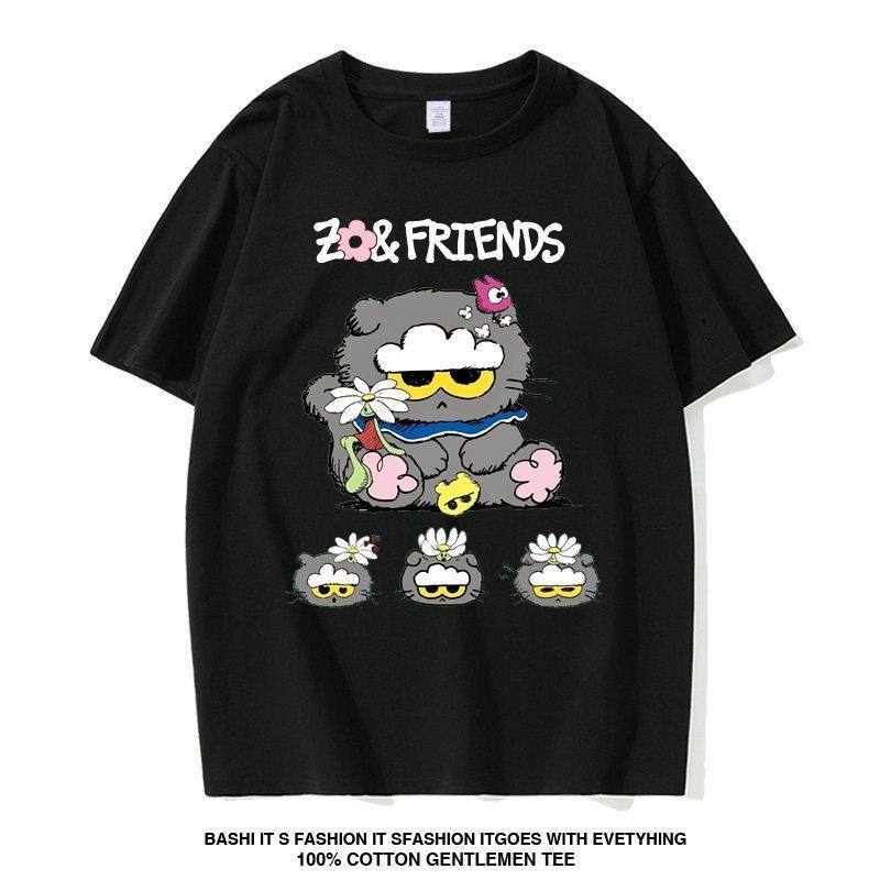 Music.Soul Camiseta Unissex GDragon Zoa Gato Doodle Margarida K Pop Estampada Estilosa Confortável Moderna Casual
