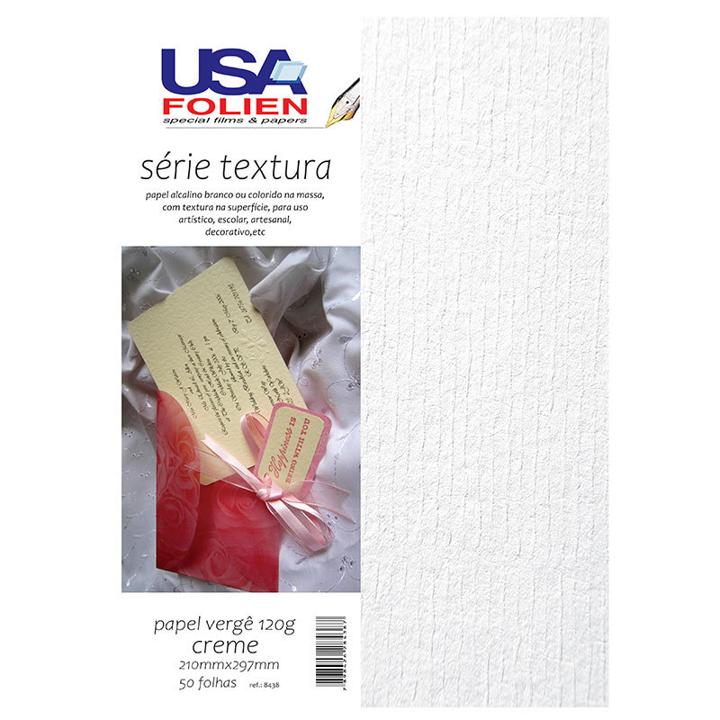 Papel vergê branco A4 120g com 50 folhas 8435 Usa Folien
