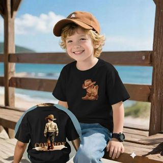 Camiseta Infantil Country Cowboy Estampa Costas e Frente Rodeio Texas Moda Agro Camisa 100% Algodão em Oferta na Shopee