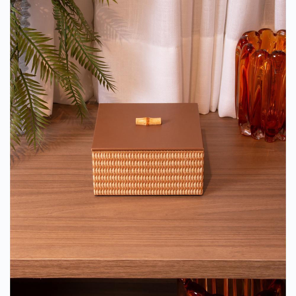 Caixa Decorativa 16cm x 16cm x 8,5cm Marrom MDF