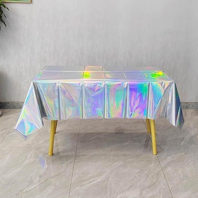 Toalha Plástica para Mesa de Festas Metalizada Holográfica Decoração em Oferta na Shopee
