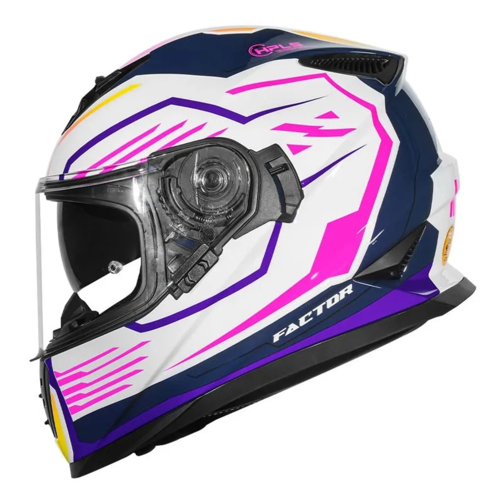 CAPACETE MOTO NORISK FF302 SOUL II FACTOR WHITE/PINK BRANCO ROSA FEMININO COM OCULOS SOLAR